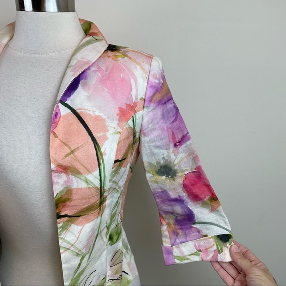 Pauw Amsterdam 100% Ramie Colorful Pastel Floral Blazer Jacket Women Size 0 - Picture 7 of 7